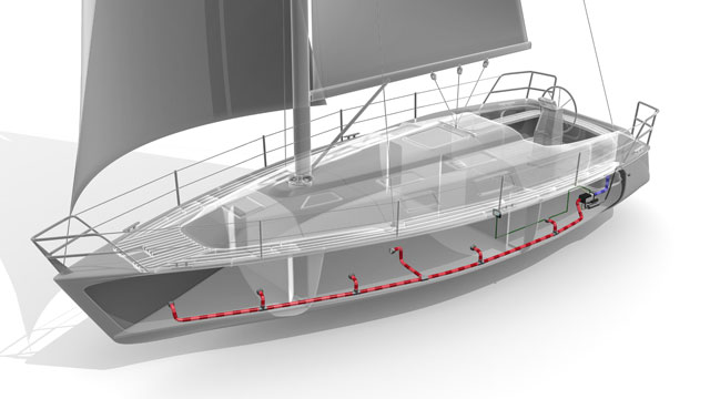 Montagebeispiel für ein Webasto Luftheizgerät in einem Segelboot